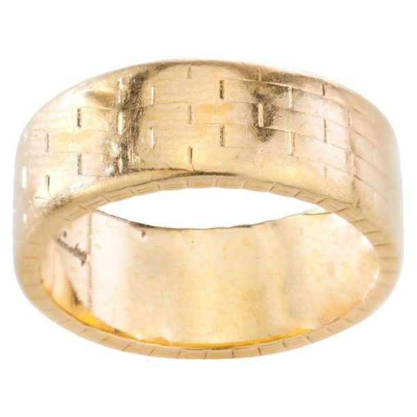 Vintage Kutchinsky 18ct Yellow Gold Brick Design Band Ring