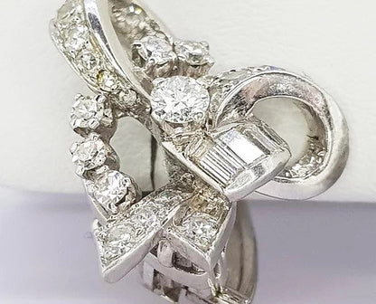 Vintage 1960's Diamond Set Bow Earrings, in 18ct white gold. Clip on fittings