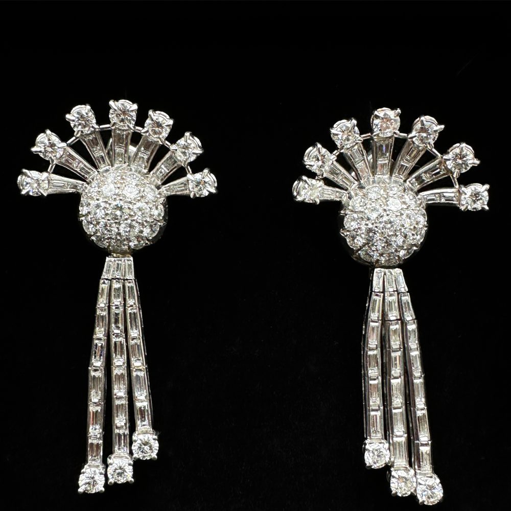 Vintage Art Deco Diamond Day and Night Earrings, 5cts