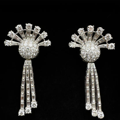 Vintage Art Deco Diamond Day and Night Earrings, 5cts