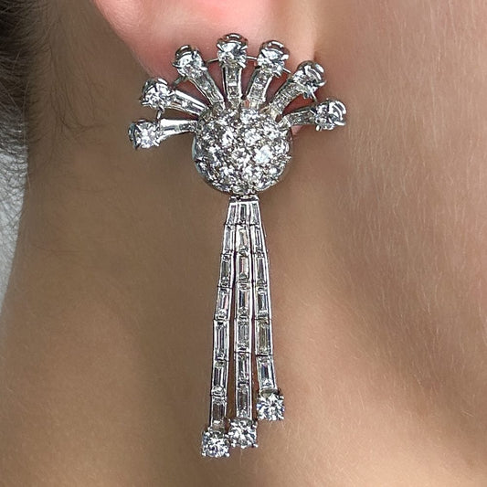 Vintage Art Deco Day and Night diamond drop earrings