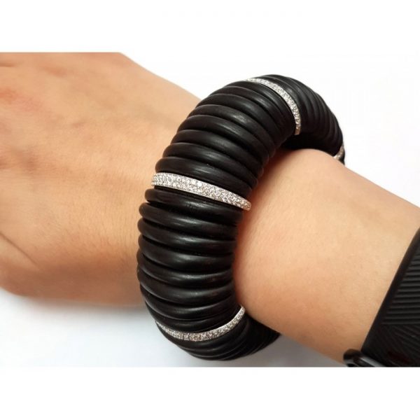 Ebony Diamond and Platinum Expandable Cuff Bracelet, 2.75 carats