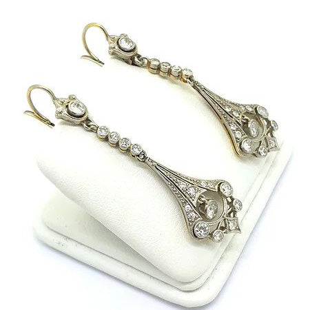 Antique Art Deco Diamond Drop Earrings