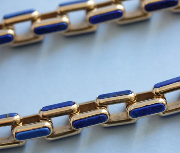 Vintage Lapis Lazuli and 18ct Yellow Gold Chain Necklace, Circa 1970s