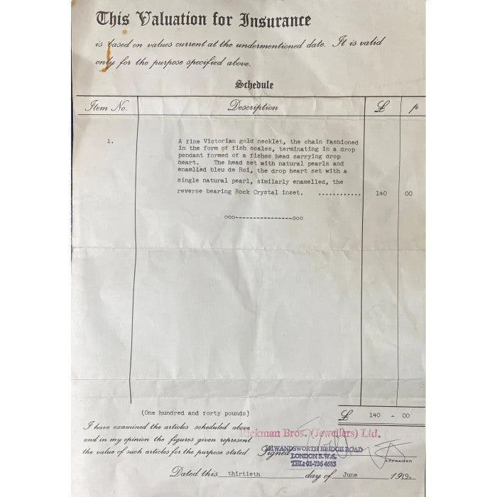 Victorian Antique Natural Pearl Blue Enamel and Gold Snake Necklace with Garnet Eyes, Circa 1850 with Provenence / History of This Piece