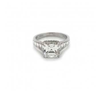 Emerald-Cut 3.02ct Diamond and Platinum Engagement Ring