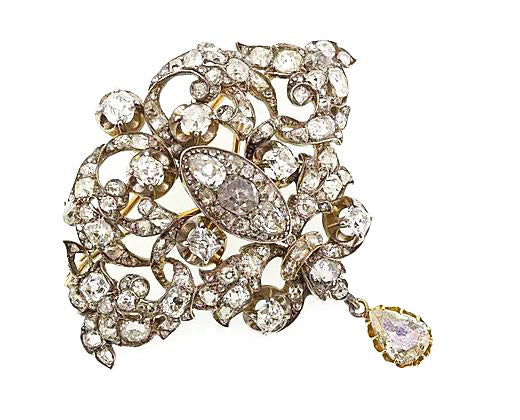 Antique Georgian Old Cut Diamond Brooch, 7.00 carats, Silver and Gold