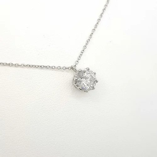 Diamond Solitaire Pendant, 1.10 carat single stone round brilliant cut diamond, eight claw set in 18ct white gold