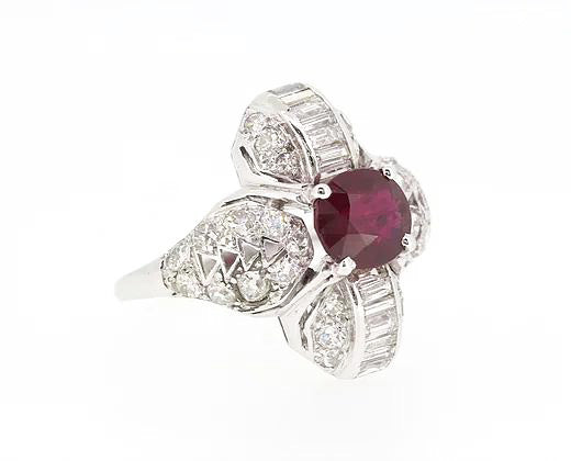 Mozambique Ruby and Diamond Dress Ring, 18ct White Gold