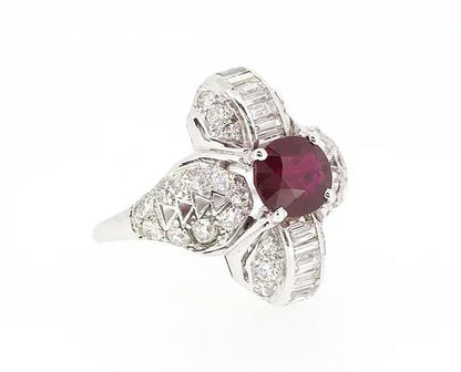 Mozambique Ruby and Diamond Dress Ring, 18ct White Gold