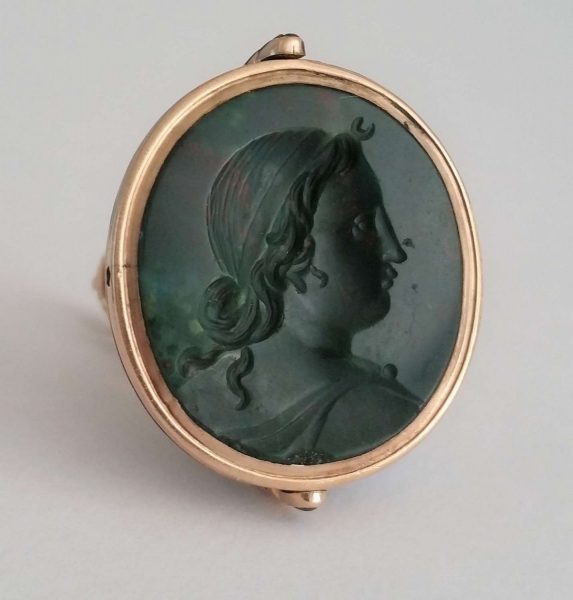 Antique Georgian Carved Bloodstone Oval Swivel Seal, Circa 1780