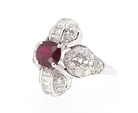 Mozambique Ruby and Diamond Dress Ring, 18ct White Gold