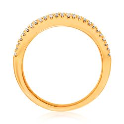 Rainbow Fancy Sapphire Half Eternity Band Ring, 0.91cts square princess cut blue, purple, pink, yellow and green sapphires in 18ct rose gold