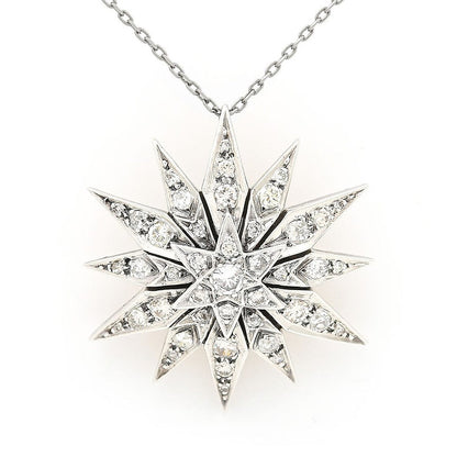 Vintage 2.3ct Diamond Star Brooch Pendant
