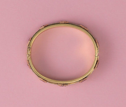 Antique Victorian Ruby, Diamond, Enamel and 18ct Gold Bangle Bracelet