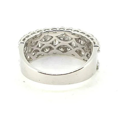 Baguette and Brilliant Diamond Cluster Half Eternity Band Ring, 2 carat total