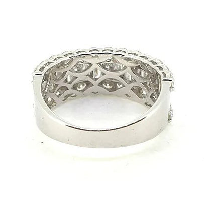 Baguette and Brilliant Diamond Cluster Half Eternity Band Ring, 2 carat total