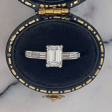 GIA Certified 1.03ct Emerald Cut Diamond Solitaire Engagement Ring in Platinum