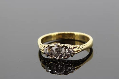 Antique Victorian Old Cut Diamond Three Stone Ring