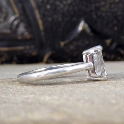 2.57ct Emerald and Baguette Cut Diamond Three Stone Engagement Ring in Platinum