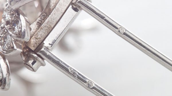 Vintage 1970s French Natural Freshwater Pearl and Diamond Flower Brooch, in 18ct white gold