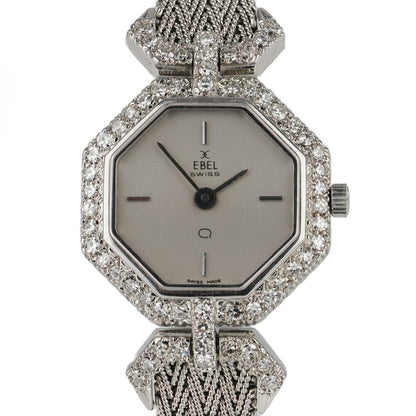 Vintage Ebel 18ct White Gold and Diamond Set Octagonal Bracelet Watch