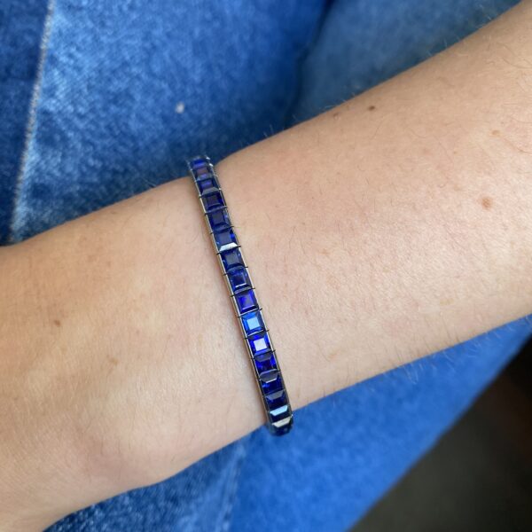 Tiffany and Co 20ct Sapphire Line Bracelet in Platinum, Circa 1950