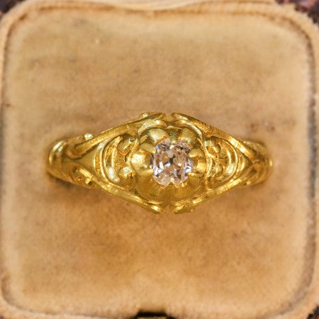 Antique Victorian Old Cut Diamond Gypsy Ring, 0.40ct, 18ct Yellow Gold