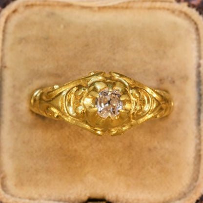 Antique Victorian Old Cut Diamond Gypsy Ring, 0.40ct, 18ct Yellow Gold