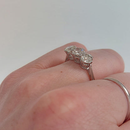Three Stone Diamond Engagement Ring in Platinum, 1.70 carats