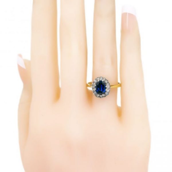 Antique Victorian Sapphire and Diamond Oval Cluster Ring, 1.90cts