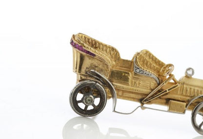 Antique Victorian Diamond, Ruby and 15ct Gold Car Automobile Brooch