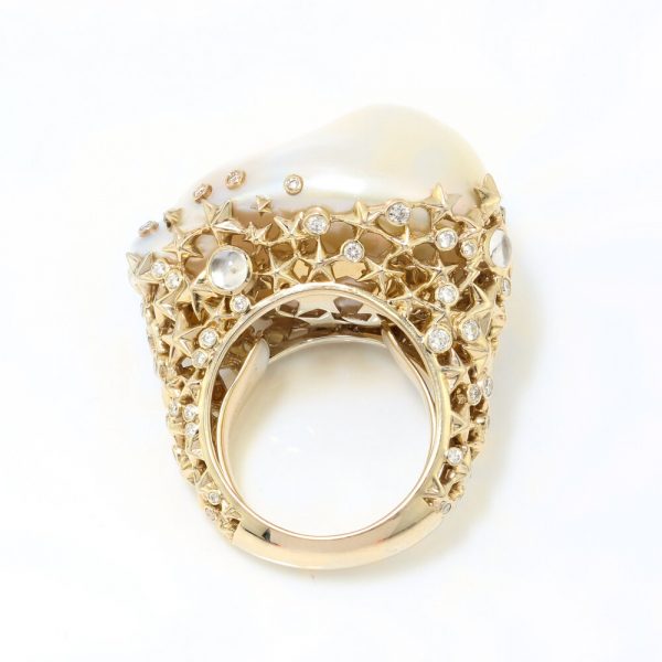 Bibi Van Der Velden Starry Night Pearl Moonstone Diamond in 18ct Yellow Gold
