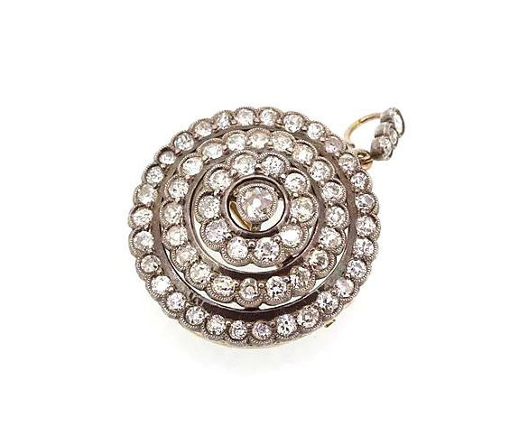 Antique Victorian Old-Cut Diamond Pendant Brooch, 5 carat total