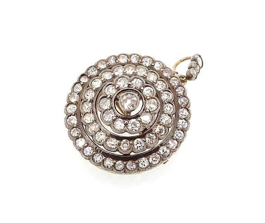 Antique Victorian Old-Cut Diamond Pendant Brooch, 5 carat total