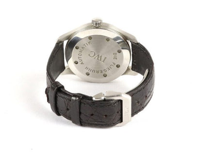 IWC Pilot Mark XV 38mm Stainless Steel Automatic Watch with Papers; model number 3253-01 from 2001, black dial, on IWC black leather strap with deployment buckle. With IWC Guarantee card.