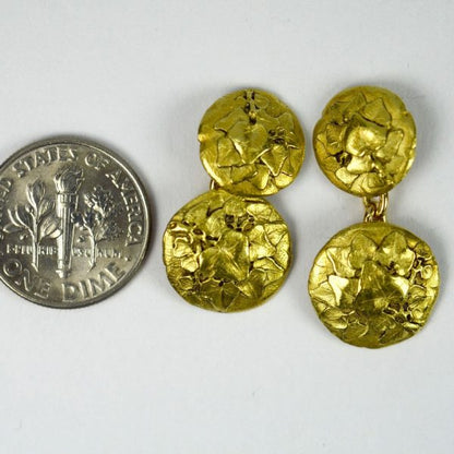 Art Nouveau French Ivy Leaves 18ct Yellow Gold Cufflinks