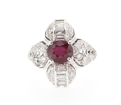 Mozambique Ruby and Diamond Dress Ring, 18ct White Gold