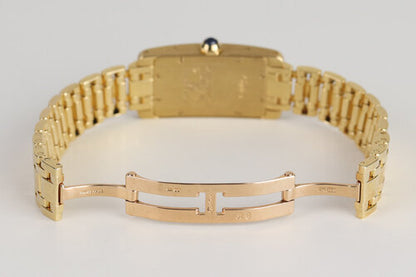 Cartier Tank Américaine Ladies 18ct Yellow Gold Quartz Watch, Ref 1710, white dial, Roman numerals, sapphire crystal, 18ct yellow gold bracelet with double-fold clasp, with Cartier box.