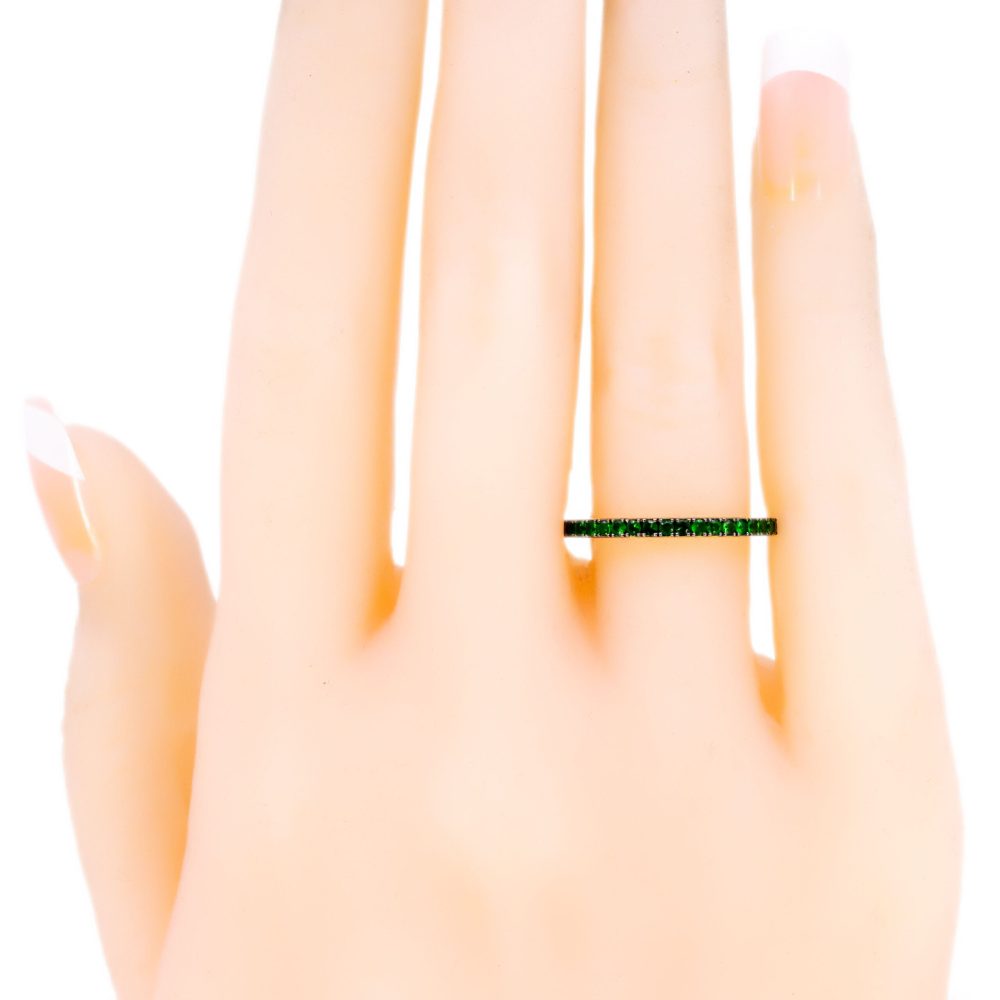 Half Eternity Garnet Ring In 18 Carat Yellow Gold