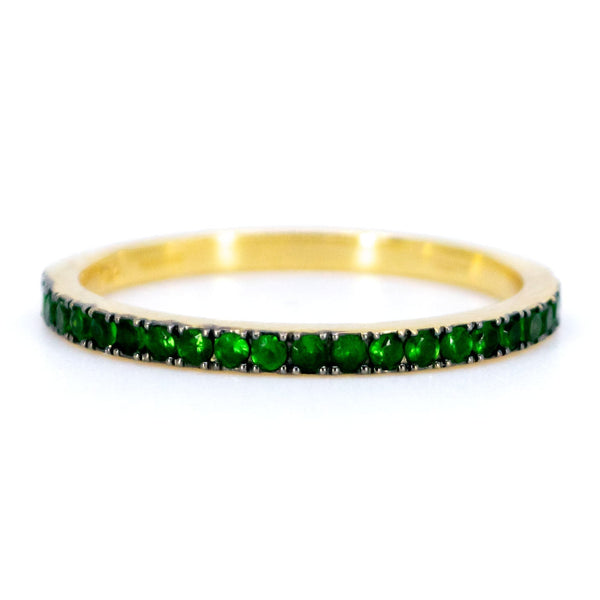 New 18 Carat Yellow Gold Tsavorite Garnet Half Eternity Ring, 0.35 Carat