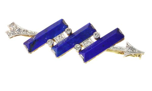 Diamond and Lapis Lazuli Arrow Brooch, Platinum and Gold, Circa 1940's