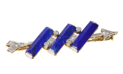 Diamond and Lapis Lazuli Arrow Brooch, Platinum and Gold, Circa 1940's