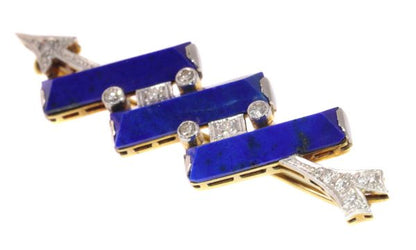 Diamond and Lapis Lazuli Arrow Brooch, Platinum and Gold, Circa 1940's