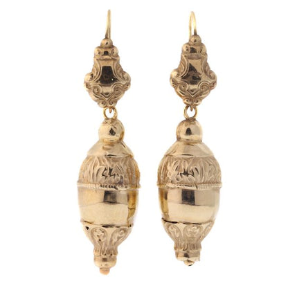 Antique Victorian Acorn Drop Earrings, 18ct Rose Gold, Circa 1835