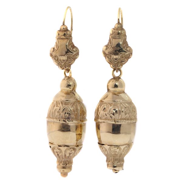 Antique Victorian Acorn Drop Earrings, 18ct Rose Gold, Circa 1835