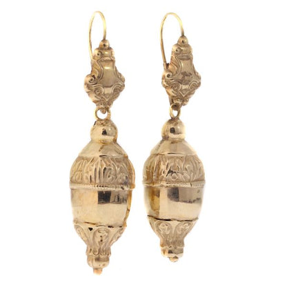Antique Victorian Acorn Drop Earrings, 18ct Rose Gold, Circa 1835