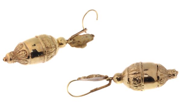 Antique Victorian Acorn Drop Earrings, 18ct Rose Gold, Circa 1835