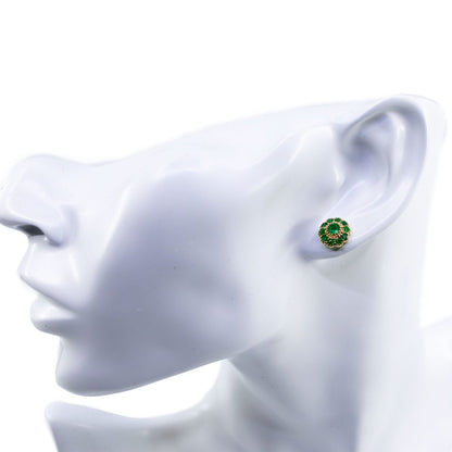 Emerald and Gold  Cluster Flower Earrings