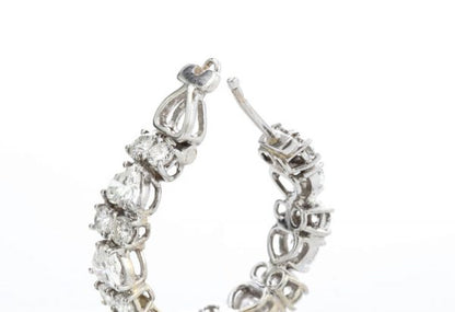 6.70ct Heart Cut Diamond and 18ct White Gold Hoop Earrings, post and clip fittings, Circa 2000's